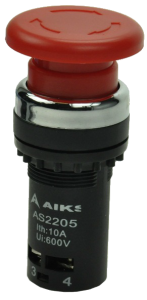 Кнопка безопасности грибовидная AS2205-11ZS/R красная, бистабильная