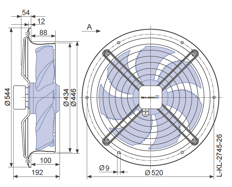 Вентилятор промышленный осевой FN042-SDL.2C.A7P1