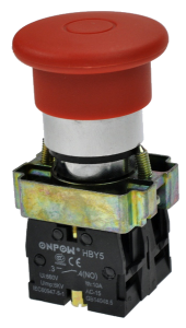 Кнопка безопасности грибовидная HBY5-11MT красная, бистабильная