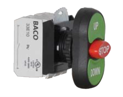 Кнопка управления тройная L61BA22B-3E21 красный/зелёный, с символами и надписью, модульная