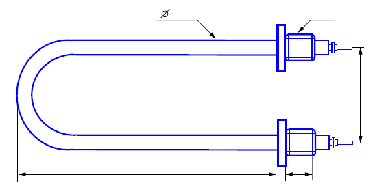 Трубчастий електронагрівач ТЕНУ 200-А-13/2,0-П-220-22, u-подібний, водяний