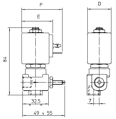 Електромагнітний клапан 21A16KT25-XV, двоходовий, прямої дії