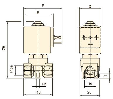 Электромагнитный клапан 21A2K0T12-XC, двухходовой, прямого действия