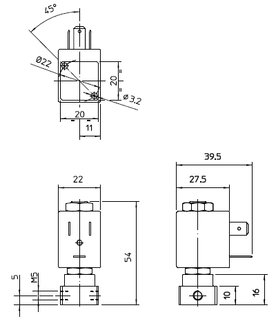 Електромагнітний клапан 21JBMR0B20, двоходовий, прямої дії