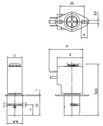 Электромагнитный клапан 21Z16M1S05, пережимной, двунаправленный