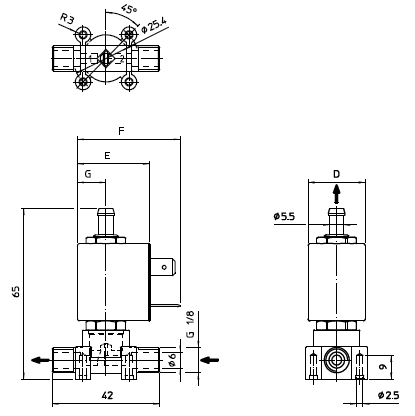 Электромагнитный клапан 31JPAXRV12, трехходовой, прямого действия