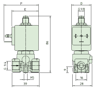 Электромагнитный клапан 31L2A1V30, трехходовой, прямого действия