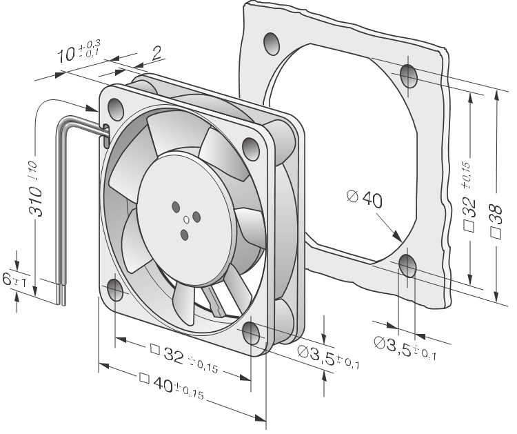 Вентилятор малогабаритный осевой 405 FH DC5V