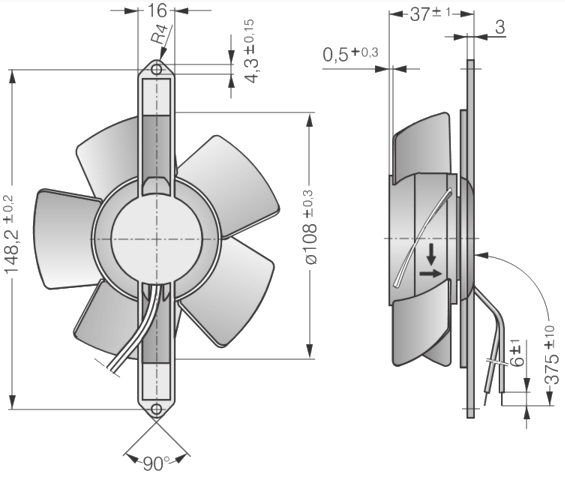 Вентилятор малогабаритний осьової 4656 TZ AC230V