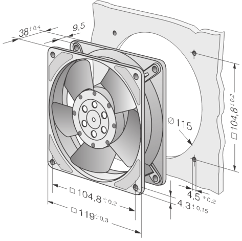Вентилятор малогабаритний осьової 4656 Z AC230V