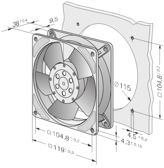Вентилятор малогабаритний осьової 4806 Z AC115V