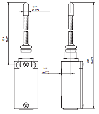 Кінцевий вимикач GC-SU1 FF, з гнучким штовхачем