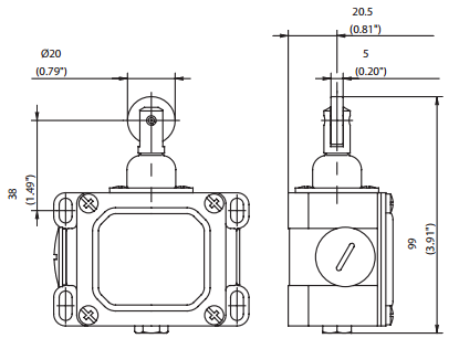 Кінцевий вимикач D-SU1 RW, з верхнім штовхачем з роликом