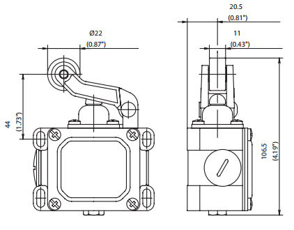 Кінцевий вимикач D-SU1 HW, з важелем і роликом