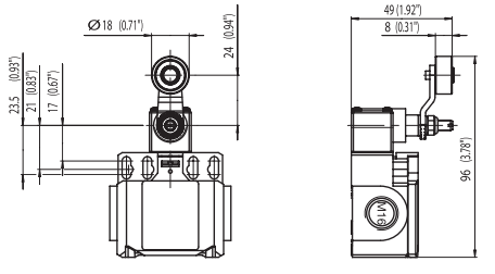 Кінцевий вимикач BI2-SU1Z AH, з бічним важелем і роликом