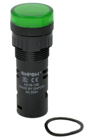 Сигнальная лампа AD16-16E/G-230 зеленая, LED/230V