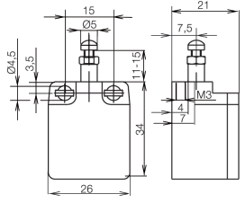 Кінцевий вимикач C2-SU1Z St, з верхнім штовхачем