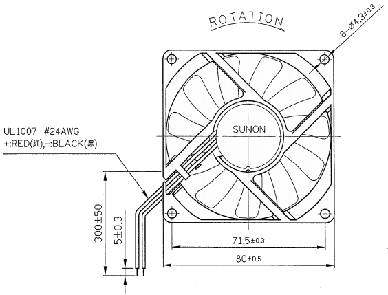 Вентилятор малогабаритний осьової EE80152S1-A99 DC24V