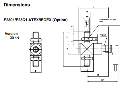 Тензодатчик с наружной резьбой F2301, для измерения силы сжатия