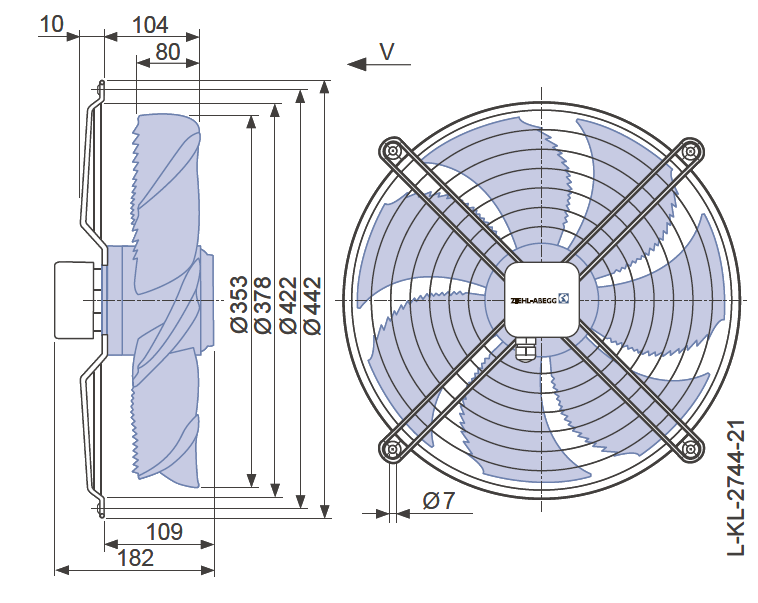 Вентилятор промышленный осевой FN035-VDI.0F.V7P2