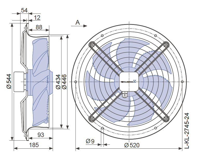 Вентилятор промышленный осевой FN042-4EL.2F.A7P1