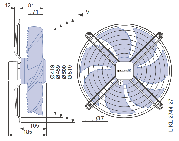 Вентилятор промышленный осевой FN042-VDI.2F.V7P1