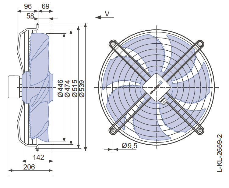 Вентилятор промышленный осевой FN045-6EK.4F.V7P1
