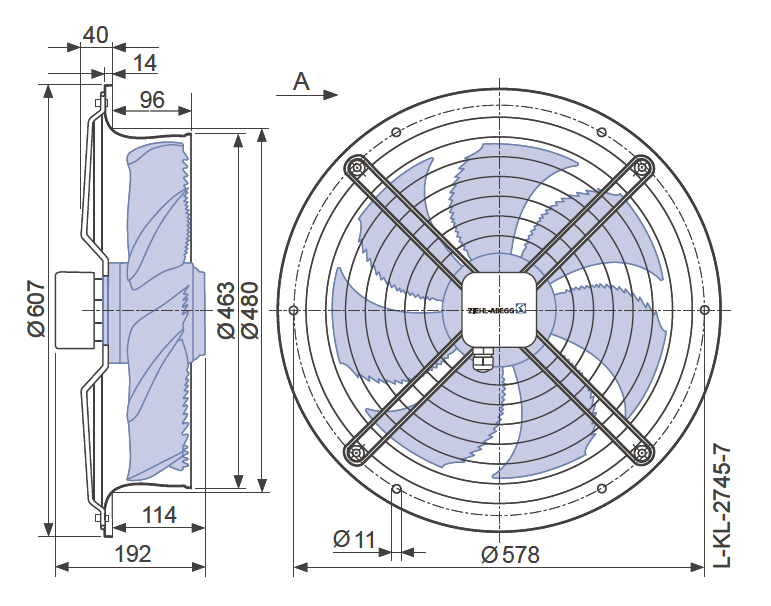 Вентилятор промышленный осевой FN045-SDL.2C.A7P3