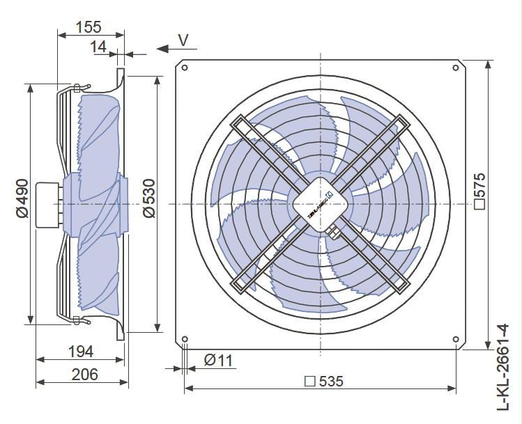 Вентилятор промышленный осевой FN045-SDQ.4F.V7P1