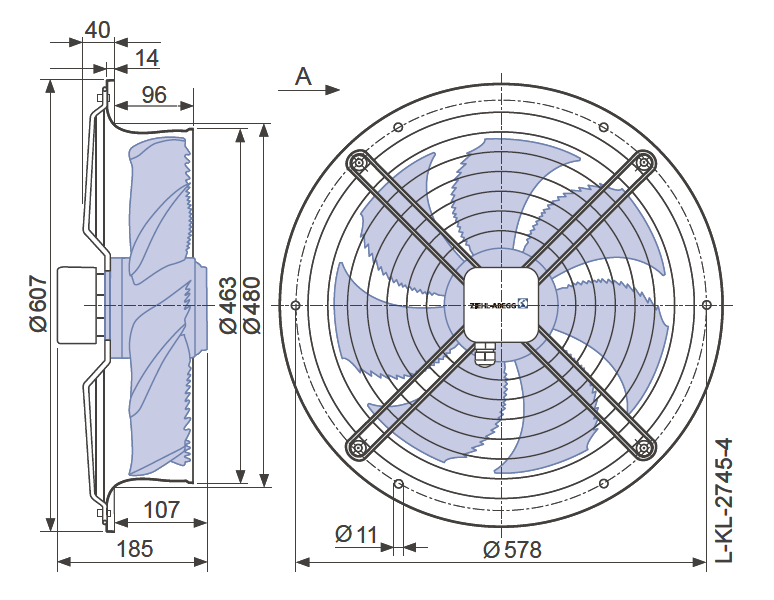 Вентилятор промышленный осевой FN045-VDL.2F.A7P2