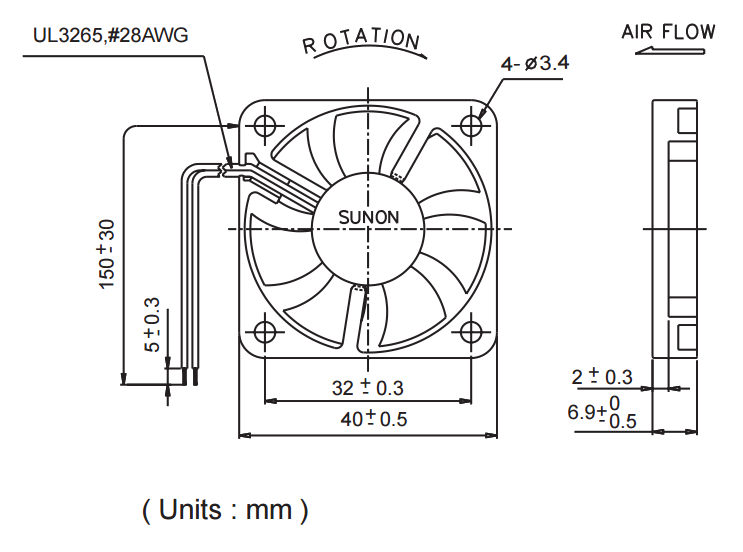 Вентилятор малогабаритный осевой GM0504PEV1-8 DC5V