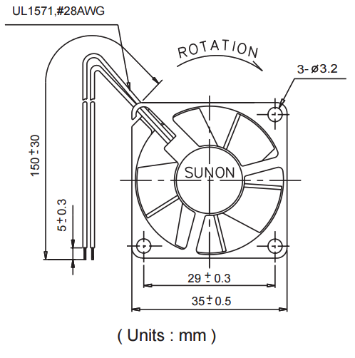 Вентилятор малогабаритний осьової GM0535PFV1-8 DC5V