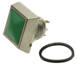 Кнопка управления GQ12S-10J/T-G зеленая квадратная, моностабильная