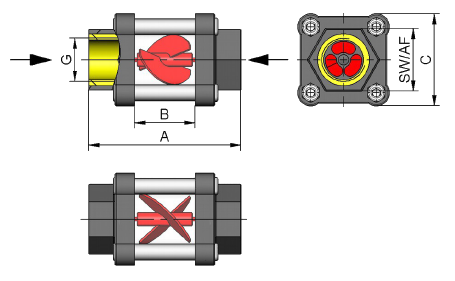 Індикатор потоку HV-008GM, турбінного типу