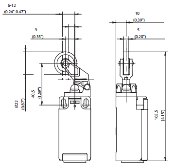 Концевой  выключатель I88-SU1Z DGKW RO22, с боковым рычагом и роликом
