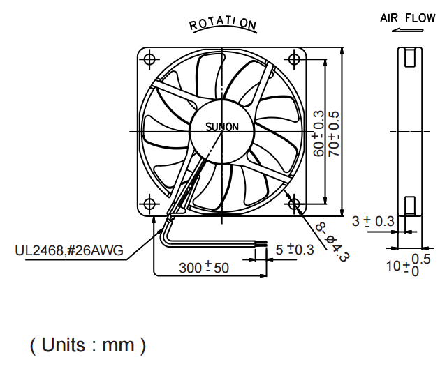 Вентилятор малогабаритний осьової KDE1207PFV1 DC12V