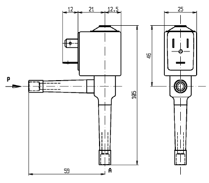 Электромагнитный клапан L104N2, двухходовой, прямого действия.