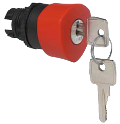 Кнопка грибоподібна з ключем L22GM01 червона