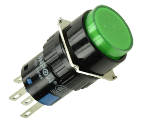 Кнопка управления LAS1-AY-11/G/12V зелёная, моностабильная