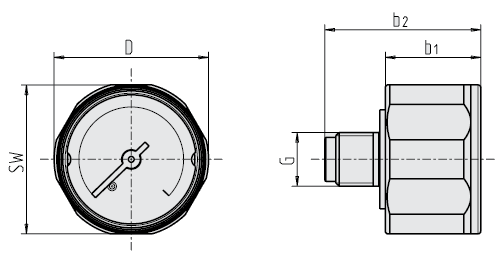 Миниатюрный стандартный манометр 111.12.27, с трубкой Бурдона
