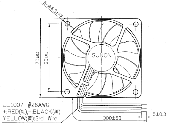 Вентилятор малогабаритный осевой MB70101V1-000U-G99 DC12V