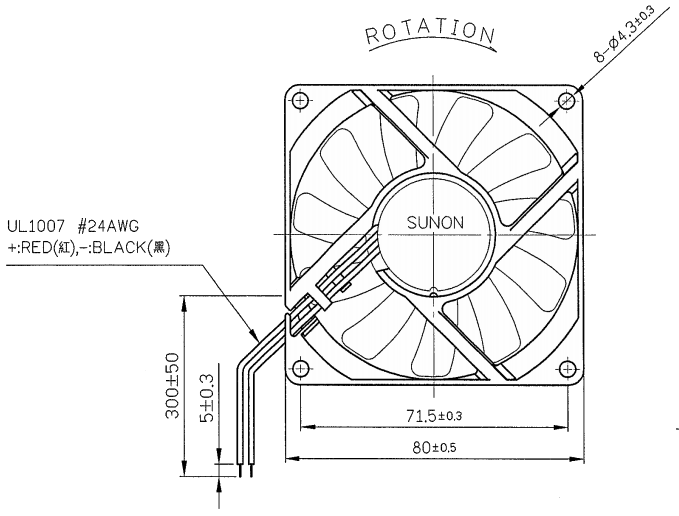 Вентилятор малогабаритный осевой ME80152V1-A99 DC24V