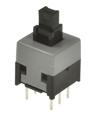 Кнопка миниатюрная на плату под пайку PL221/2201B чёрная, бистабильная