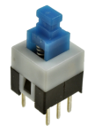 Кнопка миниатюрная на плату под пайку PS2212S синяя, бистабильная