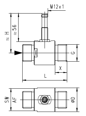 Датчик потока RT-015AK001T, турбинного типа