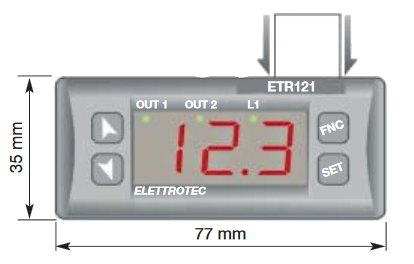 Цифровий програмований регулятор ETR121-A, монтаж на панелі