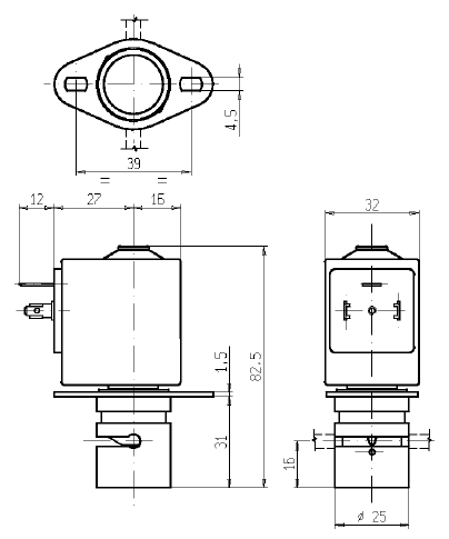 Электромагнитный клапан S105-06, пережимной, двухходовой.