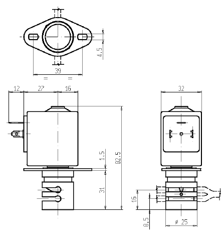 Электромагнитный клапан S306-02, пережимной, трехходовой.