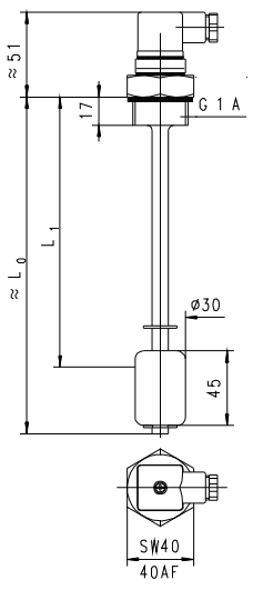 Реле уровня SB-025HM100, вертикальное