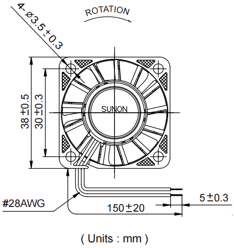 Вентилятор малогабаритный осевой SG38281B1-A99 DC12V